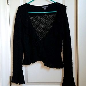 Apt. 9 Black Ruffled Cardigan, Size M